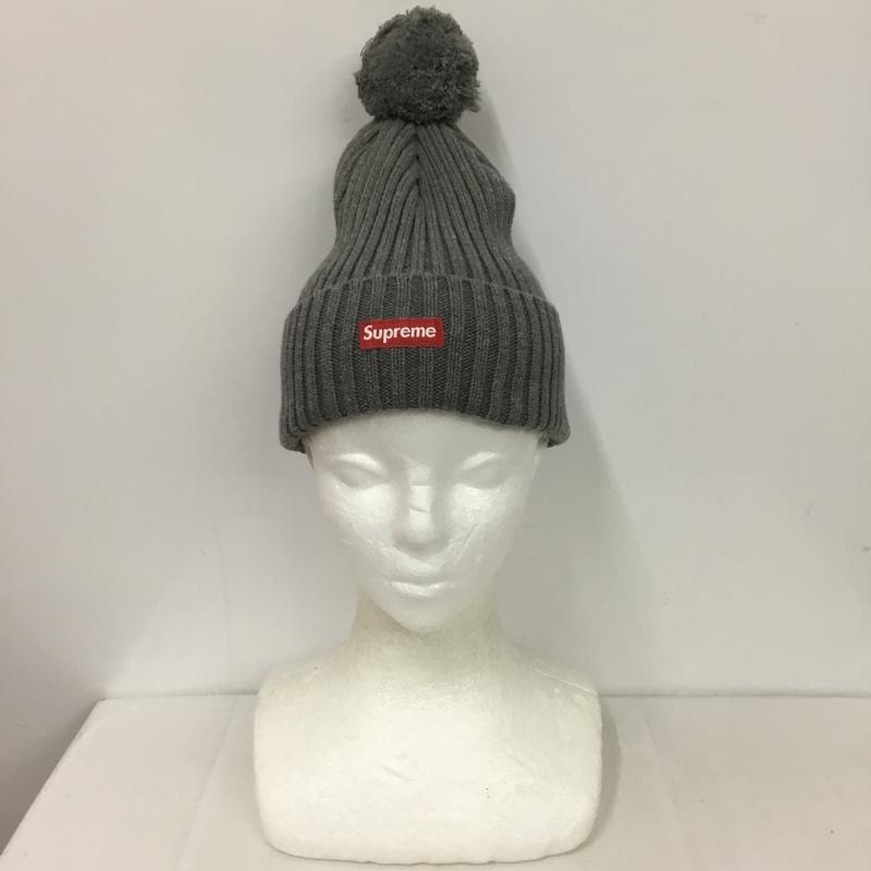 シュプリーム Supreme 帽子 ニット帽 ボンボン コットン ボックスロゴ リブ 12AW ロゴ、文字 灰 / グレー /  メンズ USED 古着 中古 10124278
