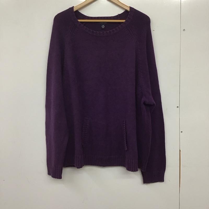 ランズエンド LANDS END ニット、セーター 長袖 長袖ニットカットソー クルーネック セーター 無地 紫 / パープル /  メンズ USED 古着 中古 10140307