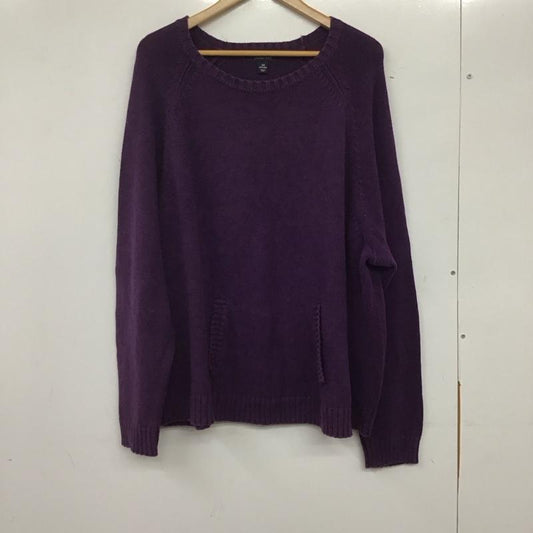 ランズエンド LANDS END ニット、セーター 長袖 長袖ニットカットソー クルーネック セーター 無地 紫 / パープル /  メンズ USED 古着 中古 10140307