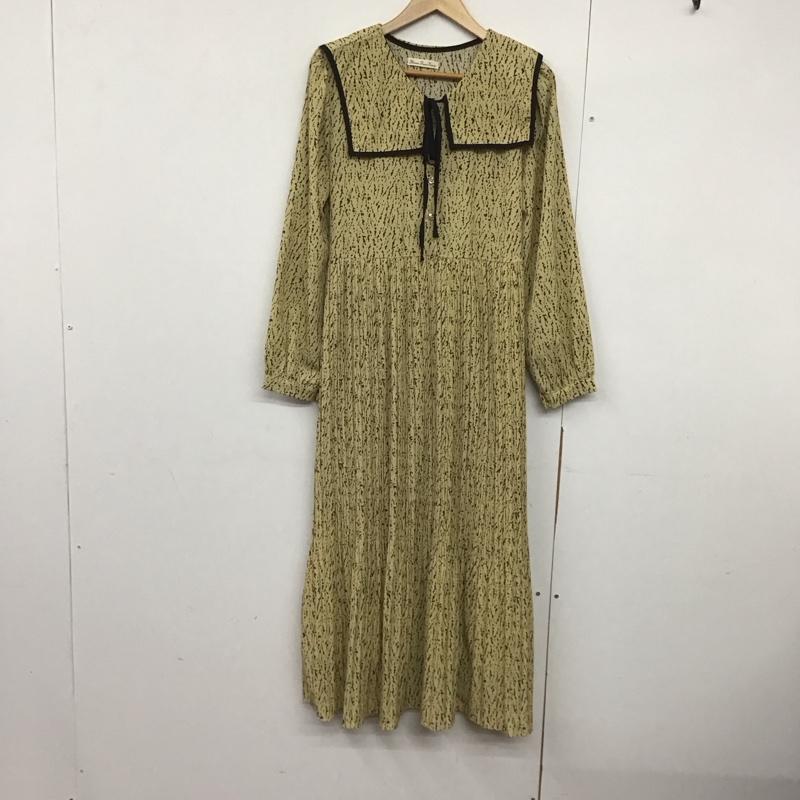 ｽﾘｰﾌｫｰﾀｲﾑ Three Four Time ワンピース ロングスカート セーラーカラー 長袖 M 総柄 黒 / ブラック / X ベージュ / ベージュ /  レディース USED 古着 中古 10142268