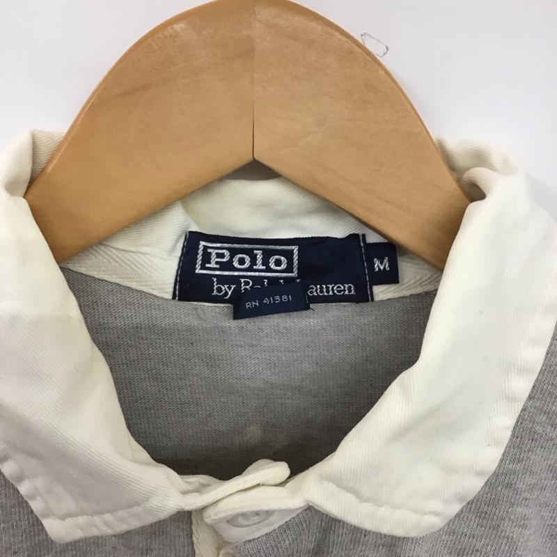 ポロバイラルフローレン Polo by RALPH LAUREN ポロシャツ 長袖 長袖ポロシャツ 長袖カットソー カラーシャツ M ロゴ、文字 灰 / グレー /  メンズ USED 古着 中古 10150114