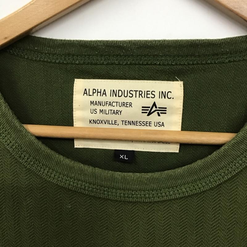 アルファインダストリー Alpha Industries Tシャツ 半袖 半袖カットソー プリントTシャツ クルーネックカットソー XL ロゴ、文字 カーキ / カーキ /  メンズ USED 古着 中古 10131619