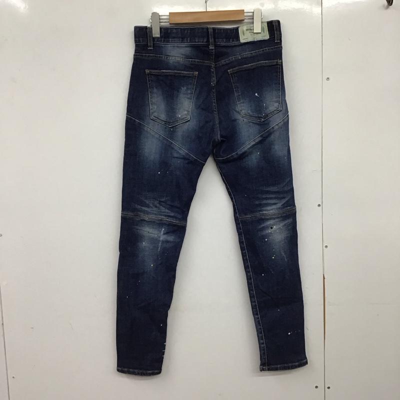 レトロエンジン Retro Engine パンツ デニム、ジーンズ デニムパンツ スリムパンツ カジュアルパンツ ストレッチパンツ L ダメージ加工 インディゴ / インディゴ /  メンズ USED 古着 中古 10150759