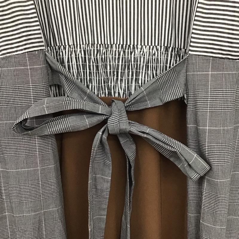 ザラ ZARA ワンピース ロングスカート 0264/670/104 コントラストワンピース S 無地 X チェック X ストライプ 白 / ホワイト / X 灰 / グレー / X 茶 / ブラウン /  レディース USED 古着 中古 10131540