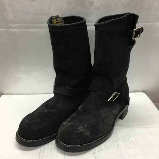 チペワ Chippewa ブーツ エンジニアブーツ 91069 スウェード 9 1/2 9.5 US：9.5 ロゴ、文字 黒 / ブラック /  メンズ USED 古着 中古 10106885