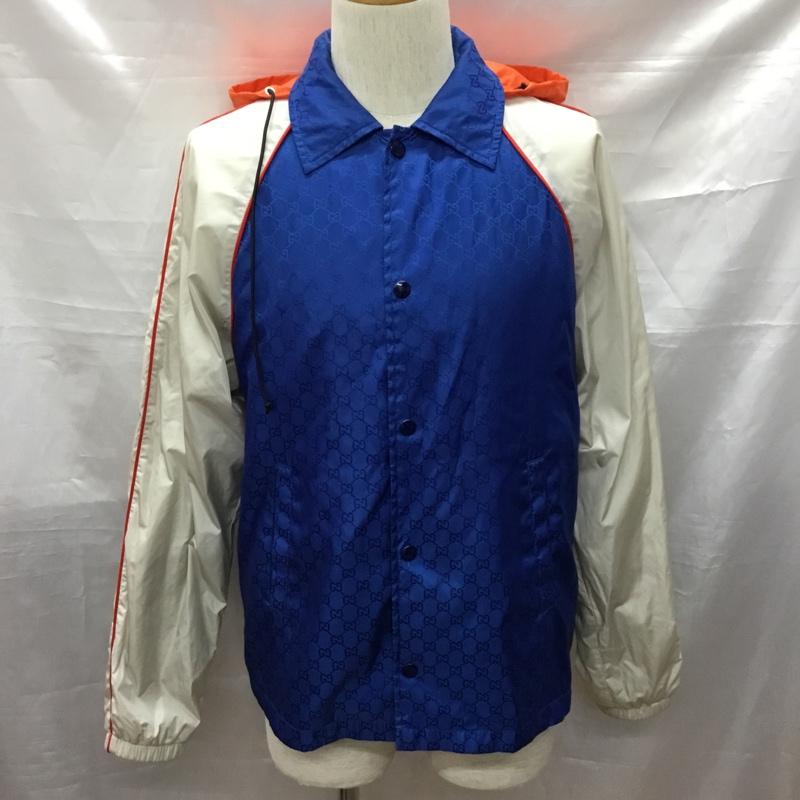 グッチ GUCCI ジャケット、上着 ジャケット、ブレザー 522622 Z4039 ナイロンジャケット GGジャガード 44  青 / ブルー / X 灰 / グレー / X 橙 / オレンジ /  メンズ USED 古着 中古 10117074