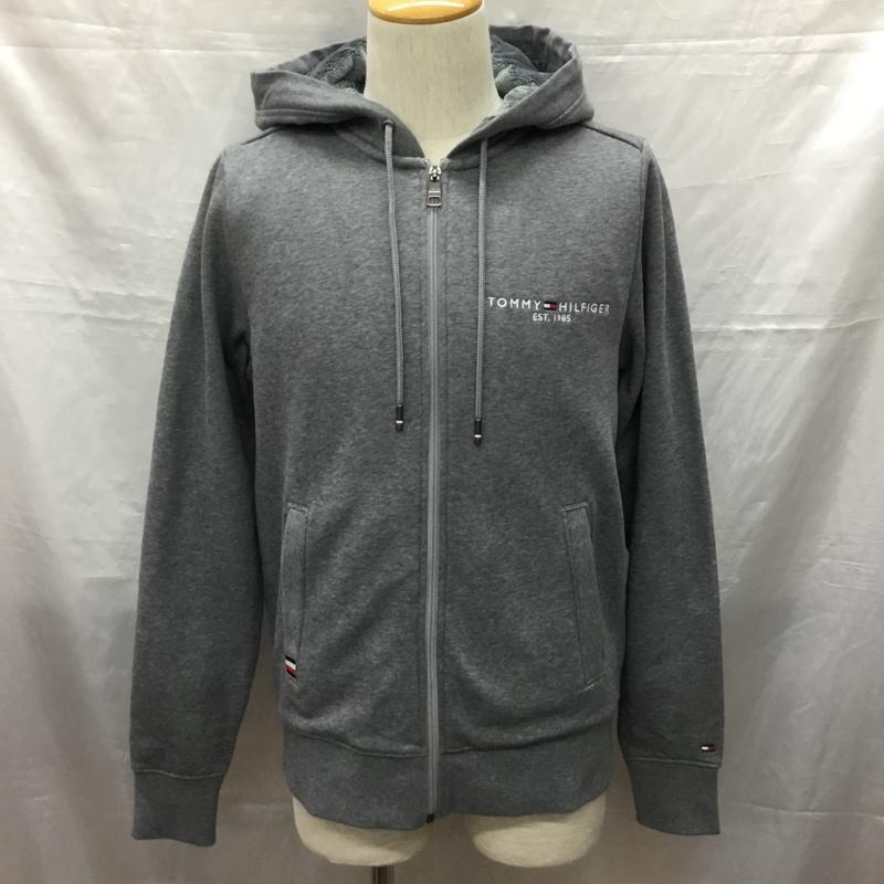 トミーヒルフィガー TOMMY HILFIGER パーカー 長袖 ジップアップパーカー 長袖パーカー 裏地ボアパーカー M ロゴ、文字 灰 / グレー /  メンズ USED 古着 中古 10121686