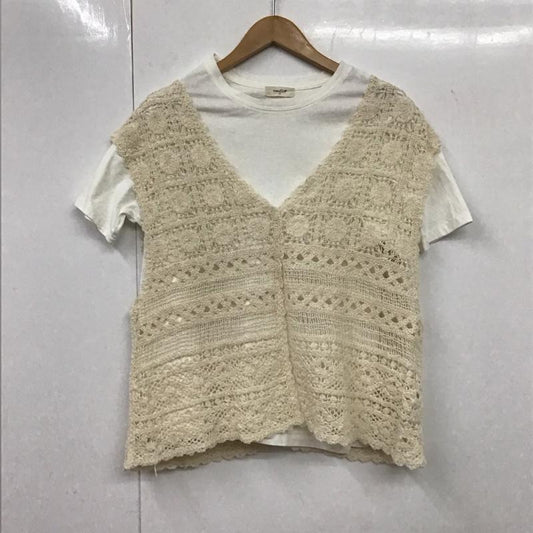 スタディオクリップ studio CLIP Tシャツ 半袖 ベスト付き FREE 無地 白 / ホワイト / X ベージュ / ベージュ /  レディース USED 古着 中古 10131670