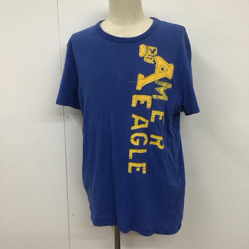 アメリカンイーグル AMERICANEAGLE Tシャツ 半袖 クルーネック L ロゴ、文字 青 / ブルー /  メンズ USED 古着 中古 10106941