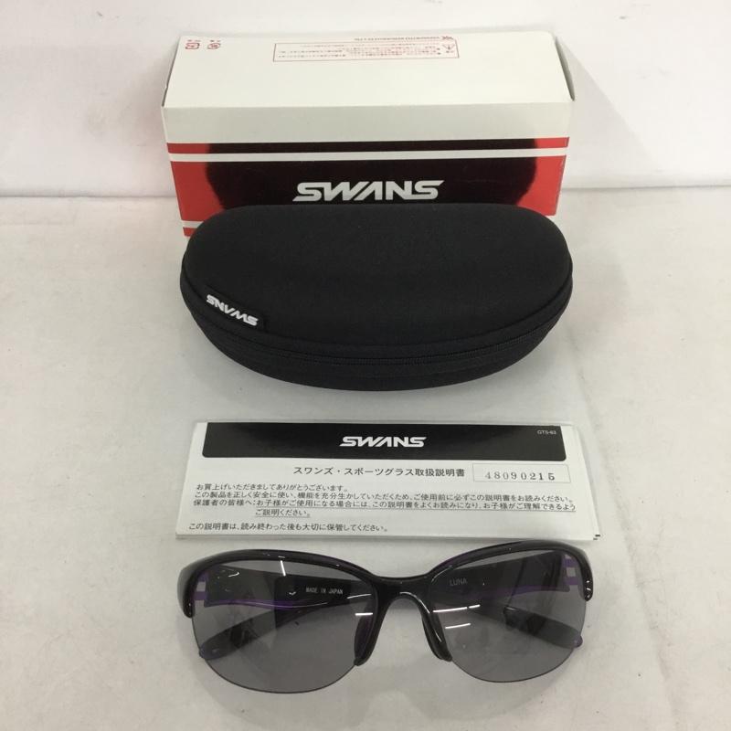 スワンズ Swans めがね・サングラス サングラス LN-0053 LUNA 偏光レンズモデル スポーツサングラス 箱有 ロゴ、文字 黒 / ブラック / X 紫 / パープル /  メンズ USED 古着 中古 10141093
