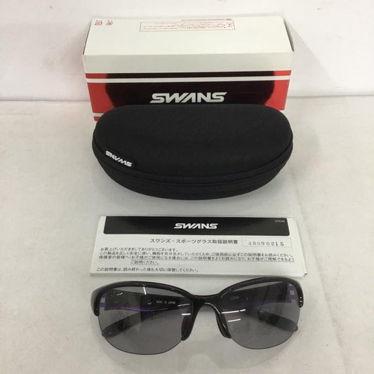 スワンズ Swans めがね・サングラス サングラス LN-0053 LUNA 偏光レンズモデル スポーツサングラス 箱有 ロゴ、文字 黒 / ブラック / X 紫 / パープル /  メンズ USED 古着 中古 10141093