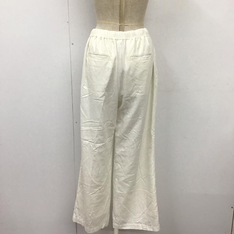 グリーンレーベルリラクシング green label relaxing パンツ ワークパンツ、ペインターパンツ 3614-199-2568 ブリーズリネンワイドパンツ カジュアルパンツ 38 無地 白 / ホワイト /  レディース USED 古着 中古 10120863