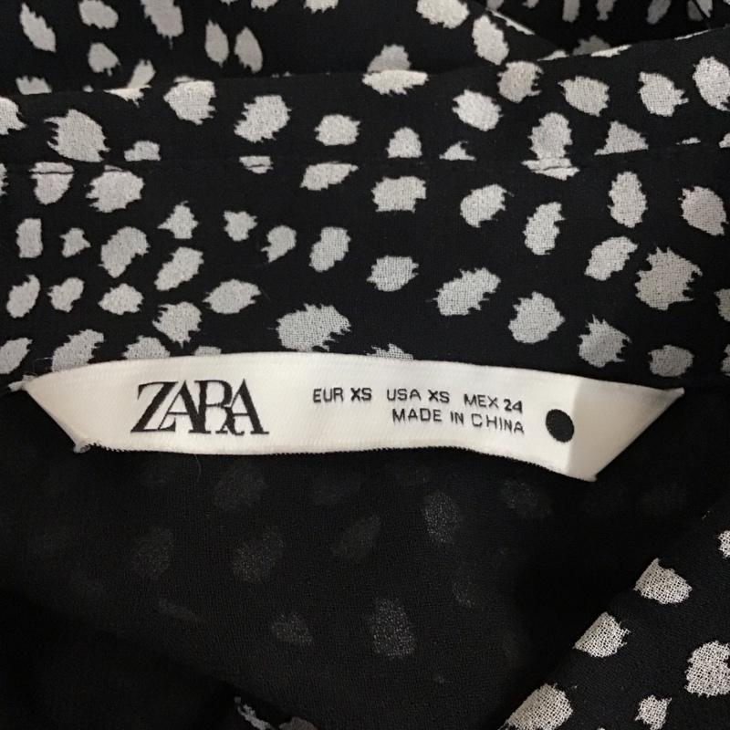 ザラ ZARA ワンピース ひざ丈スカート 4786 271 084 長袖 XS 総柄 黒 / ブラック /  レディース USED 古着 中古 10116181