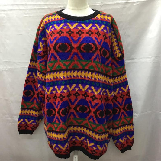 古着 USED ニット、セーター 長袖 クルーネック L 総柄 マルチカラー / マルチカラー /  レディース USED 古着 中古 10107288