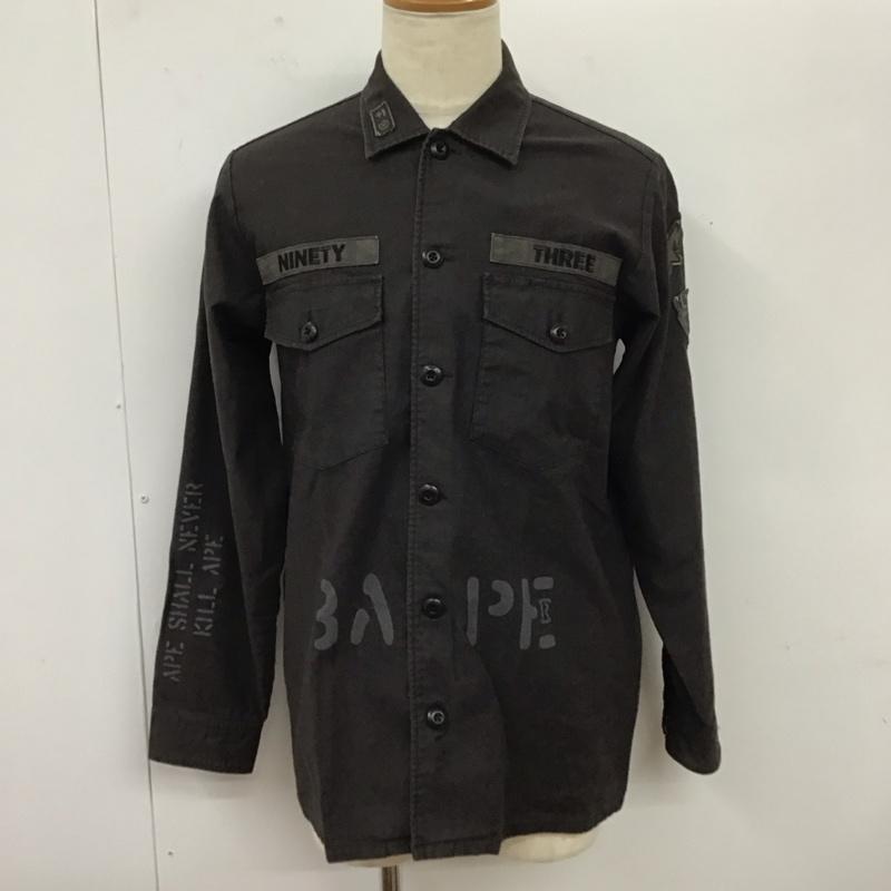アベイシングエイプ A BATHING APE ジャケット、上着 ジャケット、ブレザー 長袖シャツ カラーシャツ ポケットシャツ 長袖カットソー XL プリント 黒 / ブラック /  メンズ USED 古着 中古 10118075