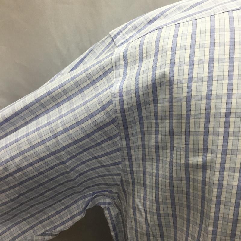チャップス CHAPS シャツ、ブラウス 長袖 ボタンダウン 40-82 チェック 白 / ホワイト / X 水色 / ライトブルー /  メンズ USED 古着 中古 10115529