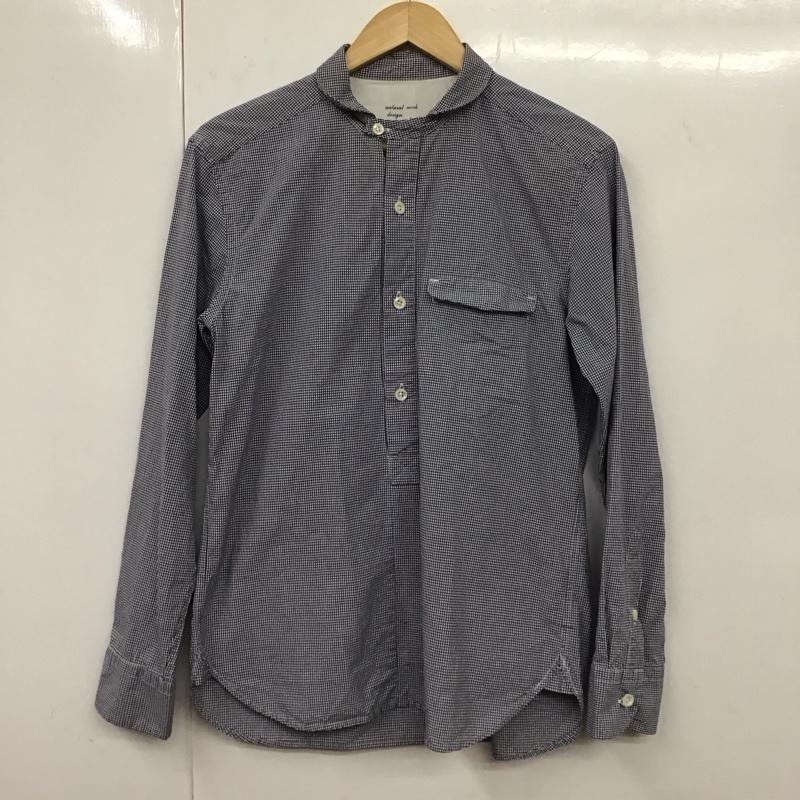 クオドロ quadro シャツ、ブラウス 長袖 長袖シャツ チェックシャツ ノーカラーシャツ 2 チェック 白 / ホワイト / X 青 / ブルー /  メンズ USED 古着 中古 10131766