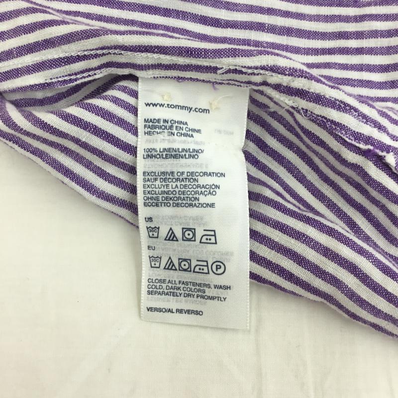 トミーヒルフィガー TOMMY HILFIGER シャツ、ブラウス 半袖 TOMMY HILFIGER 半袖シャツ S ボーダー柄 紫 / パープル / X 白 / ホワイト /  メンズ USED 古着 中古 10129218