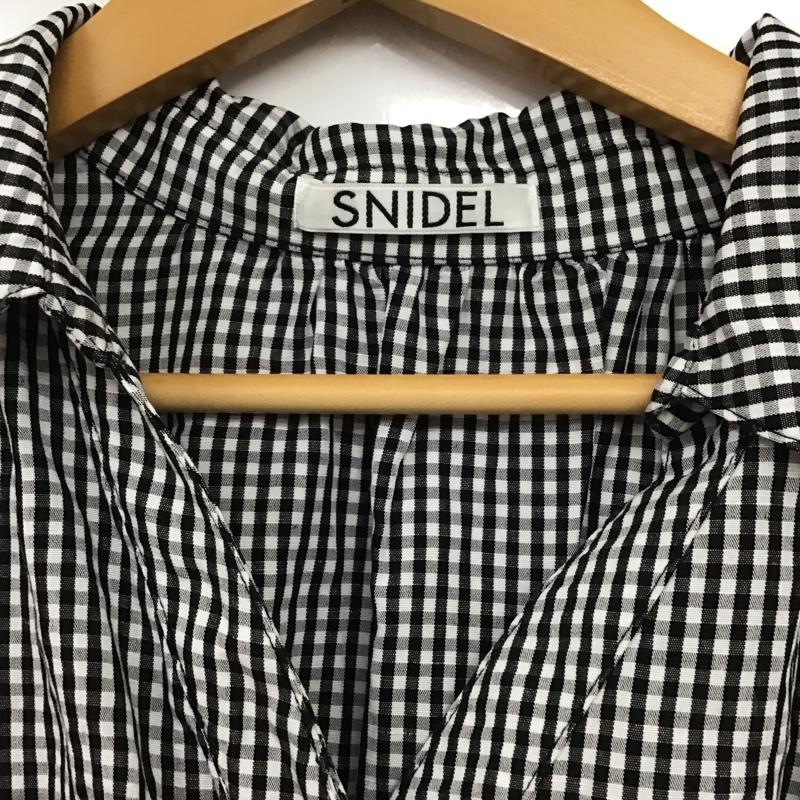 スナイデル SNIDEL ワンピース ロングスカート SWFO211052 ウエストマークワンピース 半袖チェックワンピース 0 チェック 白 / ホワイト / X 黒 / ブラック /  レディース USED 古着 中古 10136016