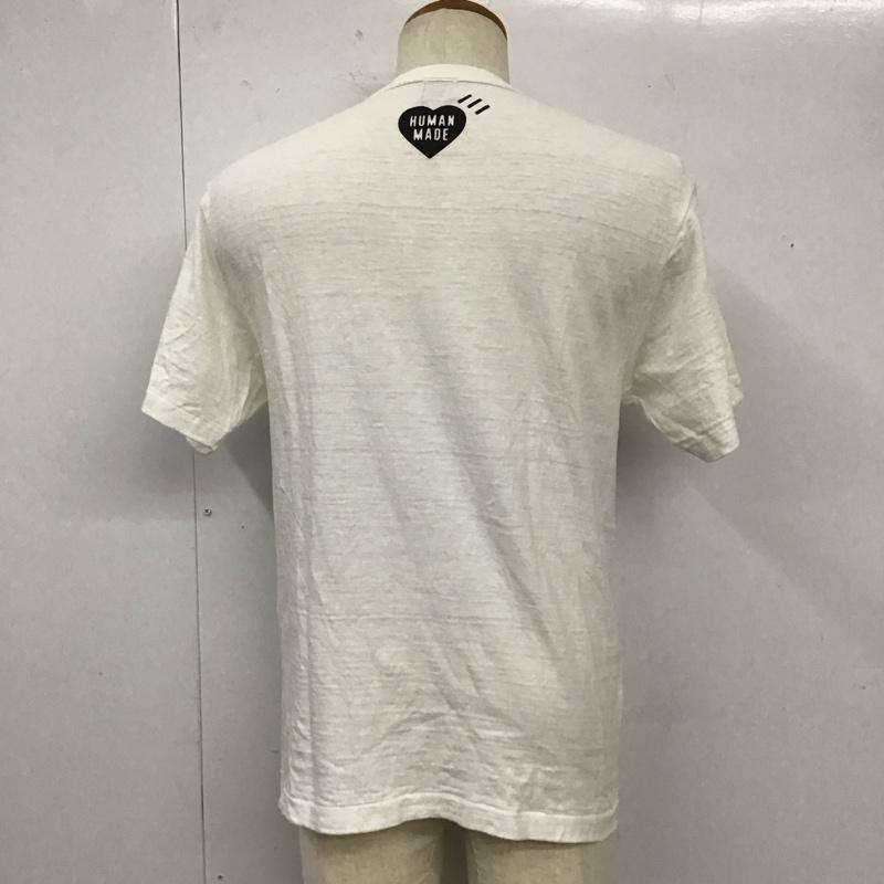 ヒューマンウーマン HUMAN WOMAN Tシャツ 半袖 クルーネック プリント M ロゴ、文字 白 / ホワイト /  メンズ USED 古着 中古 10119199