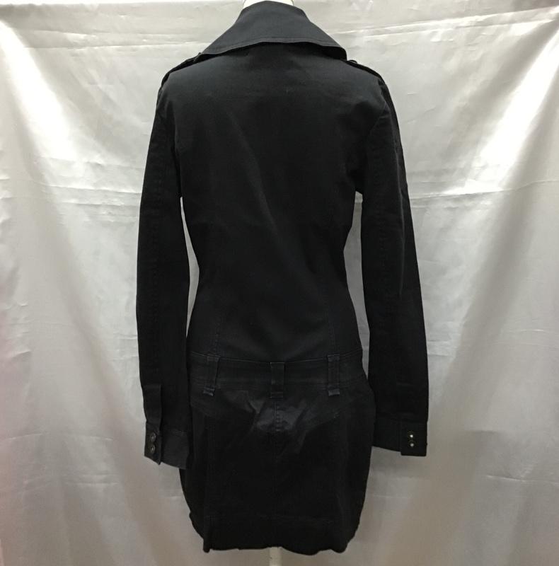 ディーゼル DIESEL ワンピース ひざ丈スカート ストレッチ ミリタリー 長袖 S 無地 黒 / ブラック /  レディース USED 古着 中古 10115467