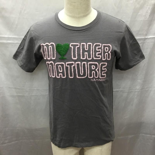 ハリウッドランチマーケット HRMARKET Tシャツ 半袖 MOTHER NATURE クルーネック 刺繍 1 ロゴ、文字 灰 / グレー /  メンズ USED 古着 中古 10112377