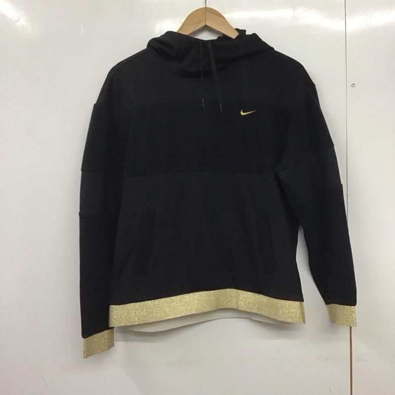 ナイキ NIKE パーカー 長袖 BV5359-010 フリース プルオーバー M ワンポイント 黒 / ブラック / X 金 / ゴールド /  レディース USED 古着 中古 10146387