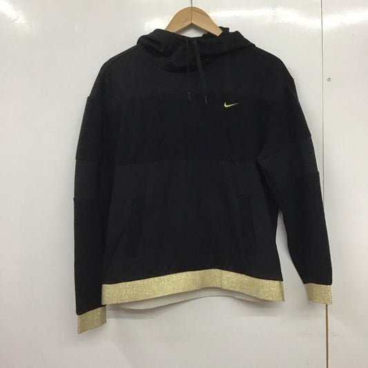 ナイキ NIKE パーカー 長袖 BV5359-010 フリース プルオーバー M ワンポイント 黒 / ブラック / X 金 / ゴールド /  レディース USED 古着 中古 10146387