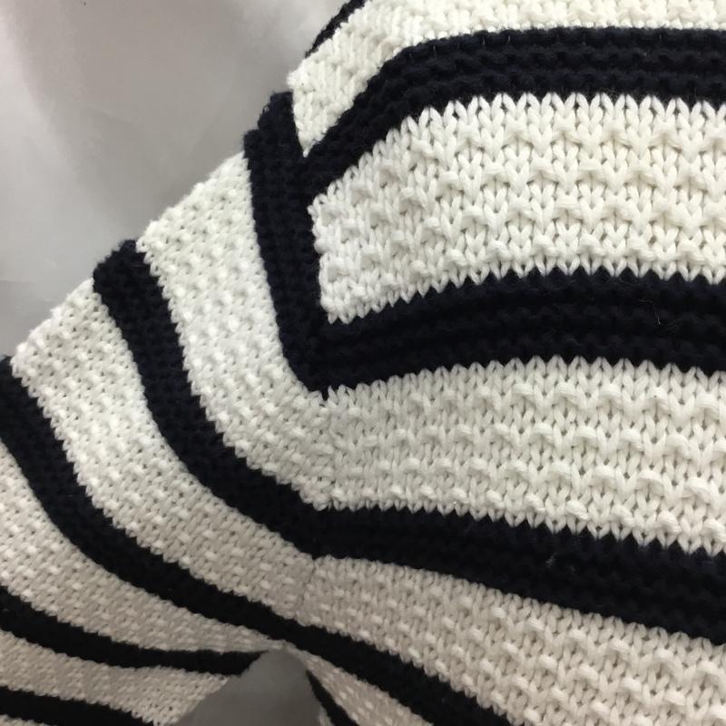 アダムエロペ ADAM ET ROPE  ニット、セーター 長袖 長袖ニットカットソー ニット セーター クルーネックニット M ボーダー柄 白 / ホワイト / X 紺 / ネイビー /  メンズ USED 古着 中古 10113357
