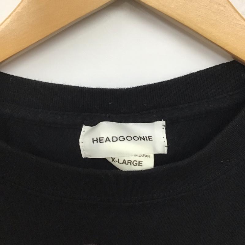 ヘッドグーニー HEADGOONIE Tシャツ 半袖 半袖カットソー プリントTシャツ クルーネックカットソー XL プリント 黒 / ブラック /  メンズ USED 古着 中古 10140272
