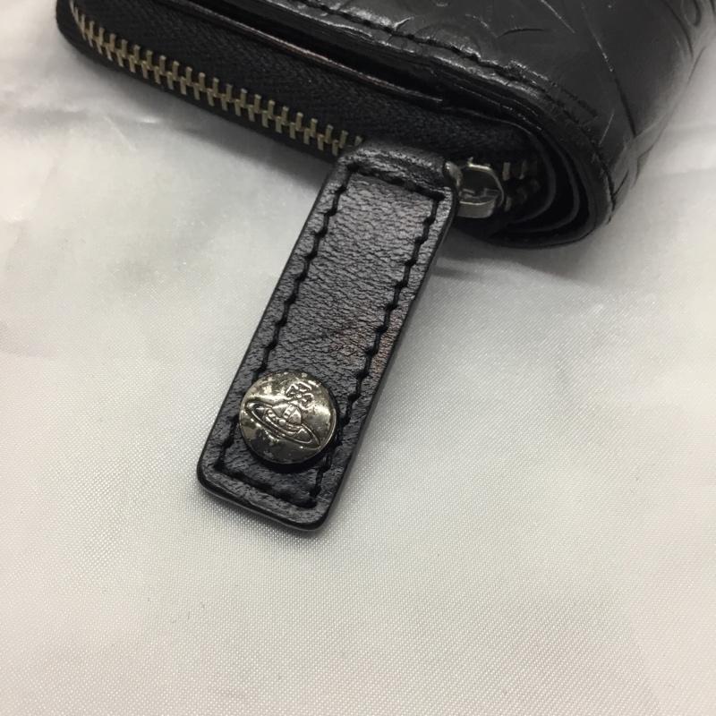 ヴィヴィアンウエストウッド Vivienne Westwood 財布 二つ折り ラウンドファスナー オーヴ 総柄 黒 / ブラック /  レディース USED 古着 中古 10114226