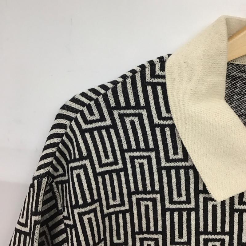 ザラ ZARA ポロシャツ 半袖 半袖ポロシャツ カラーシャツ 半袖カットソー M 総柄 黒 / ブラック / X アイボリー / アイボリー /  メンズ USED 古着 中古 10151088