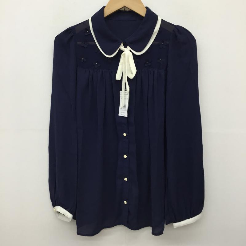 イング INGNI シャツ、ブラウス 長袖 M 花柄 紺 / ネイビー / X 白 / ホワイト /  レディース USED 古着 中古 10141844
