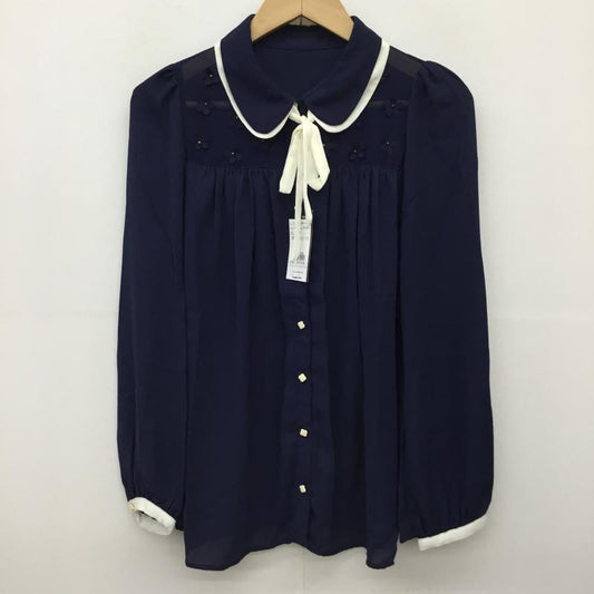 イング INGNI シャツ、ブラウス 長袖 M 花柄 紺 / ネイビー / X 白 / ホワイト /  レディース USED 古着 中古 10141844