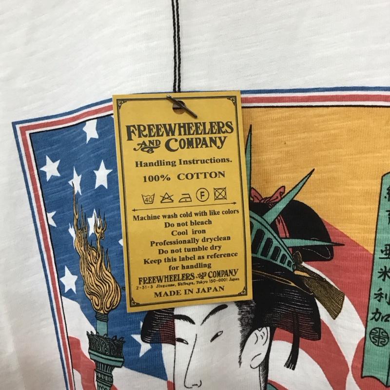 フリーホイーラーズ FREEWHEELERS Tシャツ 半袖 半袖カットソー プリントTシャツ クルーネックカットソー XL プリント 白 / ホワイト /  メンズ USED 古着 中古 10139309