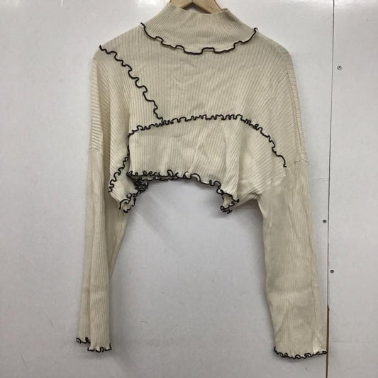ジーナシス JEANASIS Tシャツ 長袖 JS071313SB 配色メローニット ショート丈 クロップド丈 スタンドネック タートルネック FREE 無地 オフホワイト / オフホワイト /  レディース USED 古着 中古 10146410