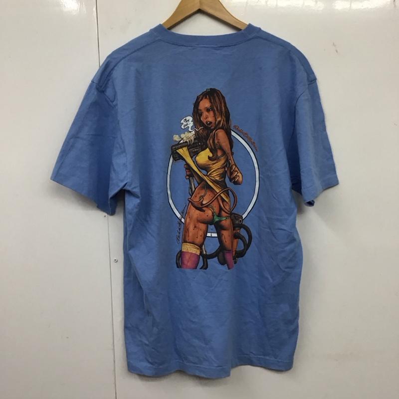 エロスティカ EROSTiKA Tシャツ 半袖 半袖カットソー プリントTシャツ クルーネックカットソー XL プリント 青 / ブルー /  メンズ USED 古着 中古 10134624