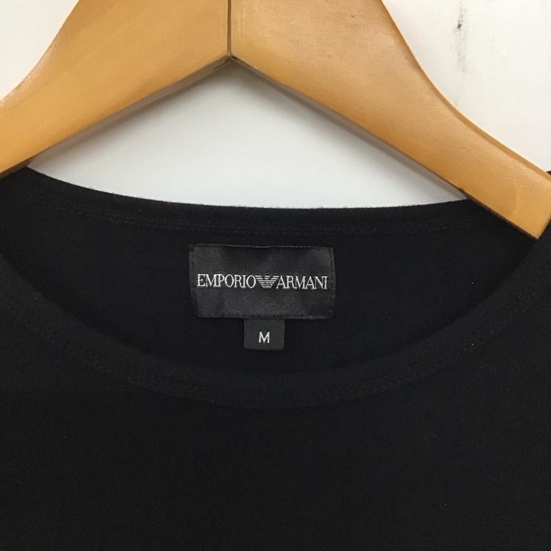 エンポリオアルマーニ EMPORIO ARMANI カットソー 長袖 長袖カットソー クルーネックカットソー スパンコール M ロゴ、文字 黒 / ブラック /  メンズ USED 古着 中古 10136159