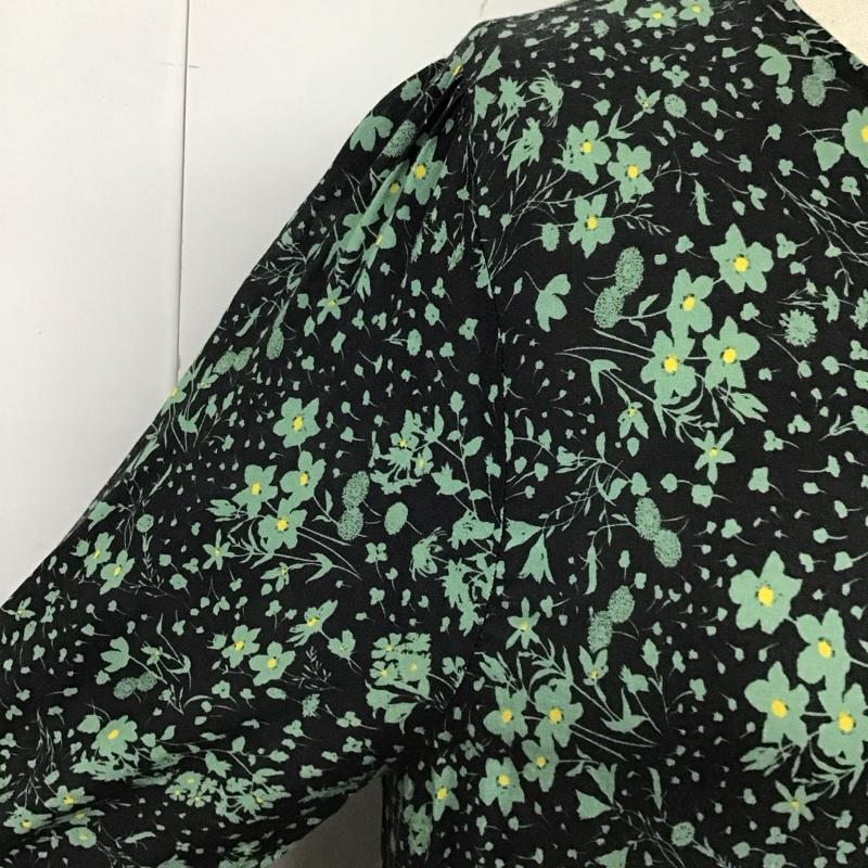 ザラ ZARA ワンピース ロングスカート 4479 243 800 ノーカラー 長袖 ティアード XS 花柄 黒 / ブラック /  レディース USED 古着 中古 10114465