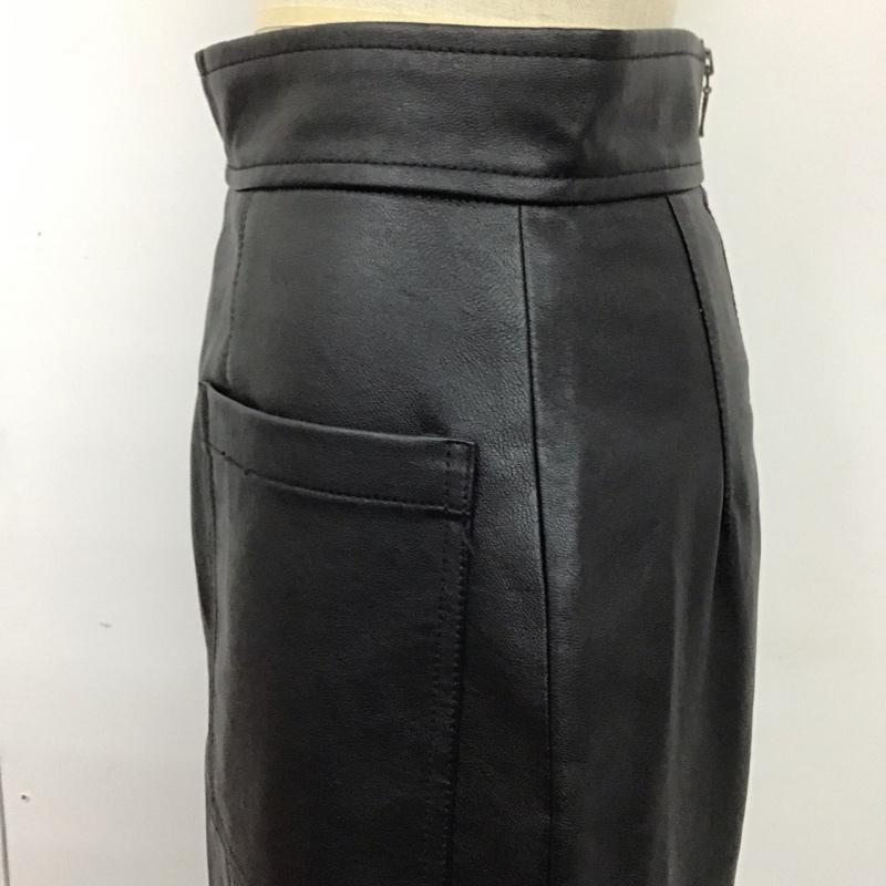 マウジー MOUSSY スカート ひざ丈スカート 010eaw30-5460 FAUX LEATHER スカート 1 無地 黒 / ブラック /  レディース USED 古着 中古 10121408
