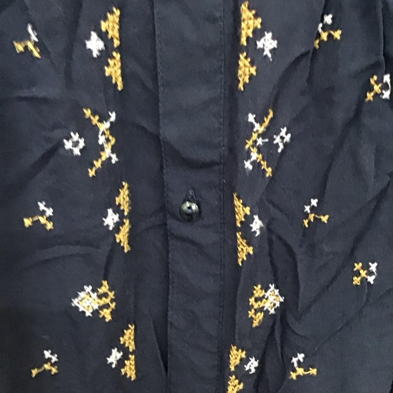 キューティーブロンド Cutie Blonde ワンピース ロングスカート 256-58058 フレンチスリーブ 前開き L 刺繍 紺 / ネイビー /  レディース USED 古着 中古 10119270