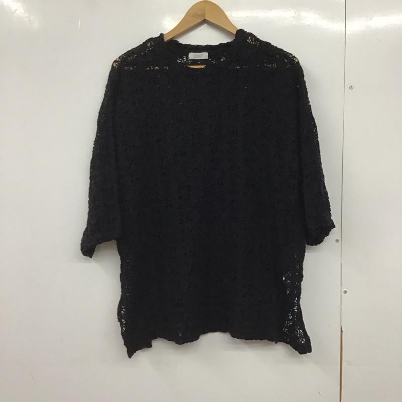 ローリーズファーム LOWRYS FARM カットソー 七分袖 LF623311AD レースチュニック FREE レース柄 黒 / ブラック /  レディース USED 古着 中古 10146377
