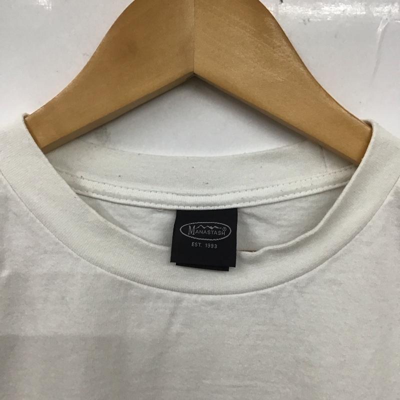 マナスタッシュ MANASTASH Tシャツ 半袖 半袖カットソー プリントTシャツ クルーネックカットソー L ロゴ、文字 白 / ホワイト /  メンズ USED 古着 中古 10128790