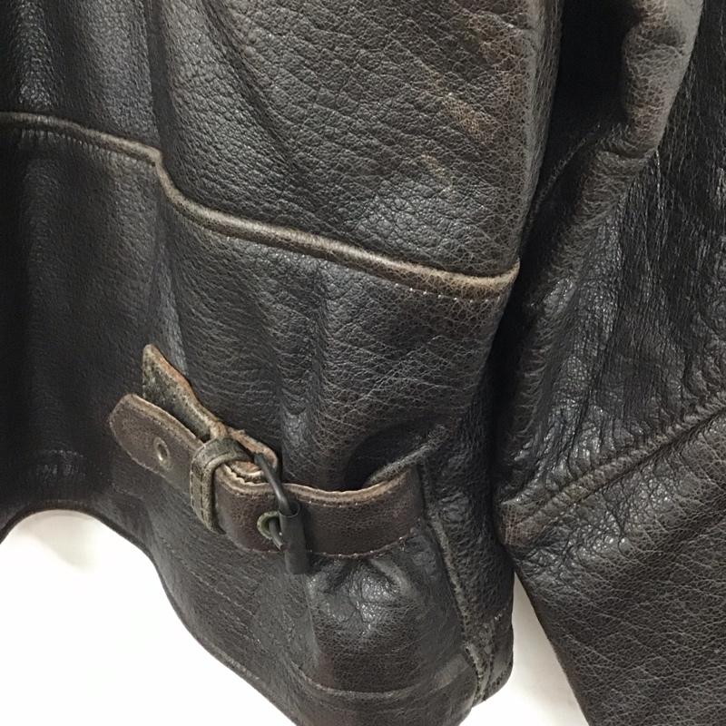 古着 USED ジャケット、上着 ジャケット、ブレザー ジップアップレザージャケット アウター 古着 XL 無地 茶 / ブラウン /  メンズ USED 古着 中古 10143481