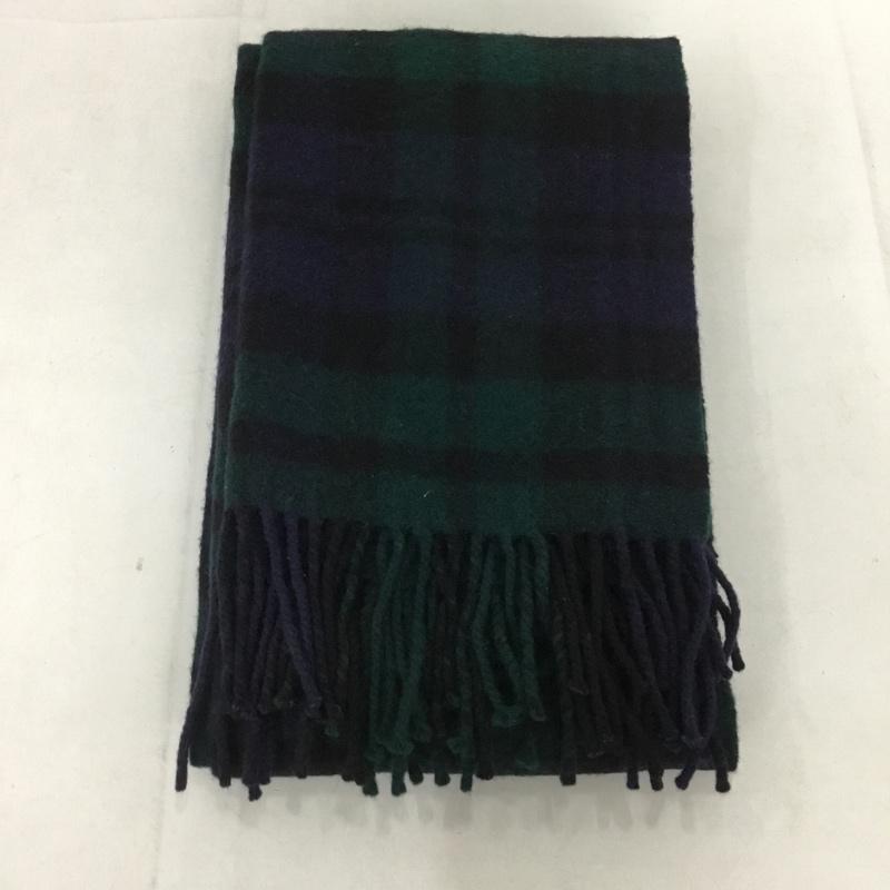 グレンプリンス Glen Prince マフラー マフラー ラムウール フリンジ チェック 紺 / ネイビー / X 緑 / グリーン /  メンズ USED 古着 中古 10131801
