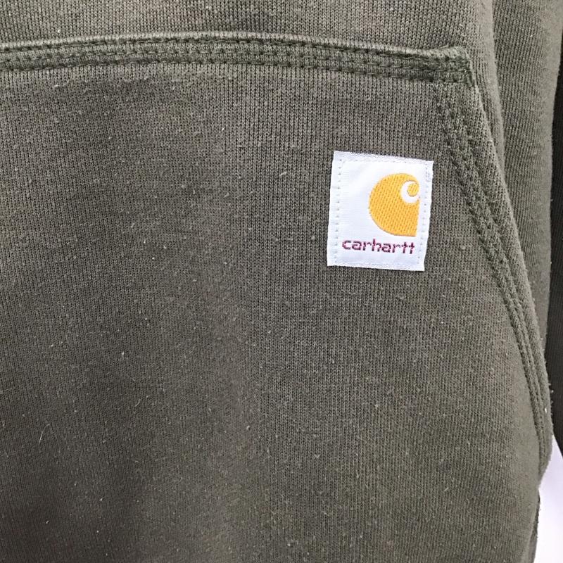 カーハート Carhartt パーカー 長袖 TS0121 プルオーバー 裏起毛 L ワンポイント カーキ / カーキ /  メンズ USED 古着 中古 10121333