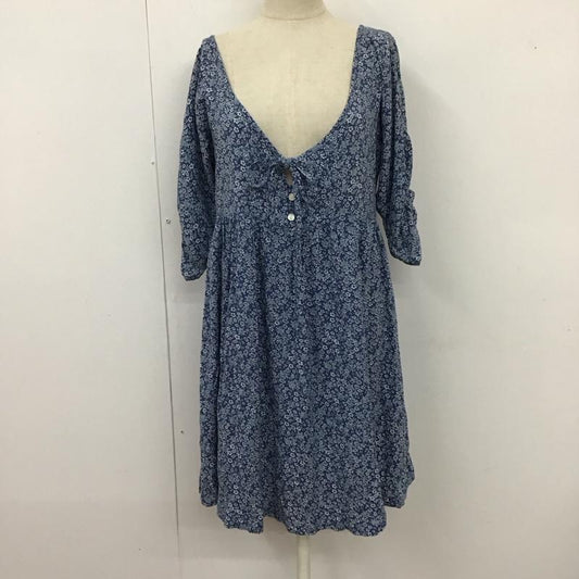 デニムアンドサプライラルフローレン DENIM & SUPPLYRALPHLAUREN ワンピース ひざ丈スカート 288653135001 Uネック 半袖 XS 花柄 青 / ブルー /  レディース USED 古着 中古 10118832