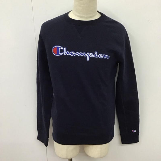 チャンピオン Champion トレーナー 長袖 長袖トレーナー スウェット クルーネックプルオーバー S ロゴ、文字 紺 / ネイビー /  メンズ USED 古着 中古 10125027