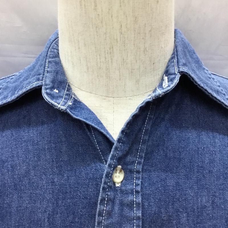 ポロクラブ POLOCLUB シャツ、ブラウス 長袖 長袖シャツ カラーシャツ ポケットシャツ 長袖カットソー デニムシャツ ロゴ、文字 インディゴ / インディゴ /  メンズ USED 古着 中古 10113315