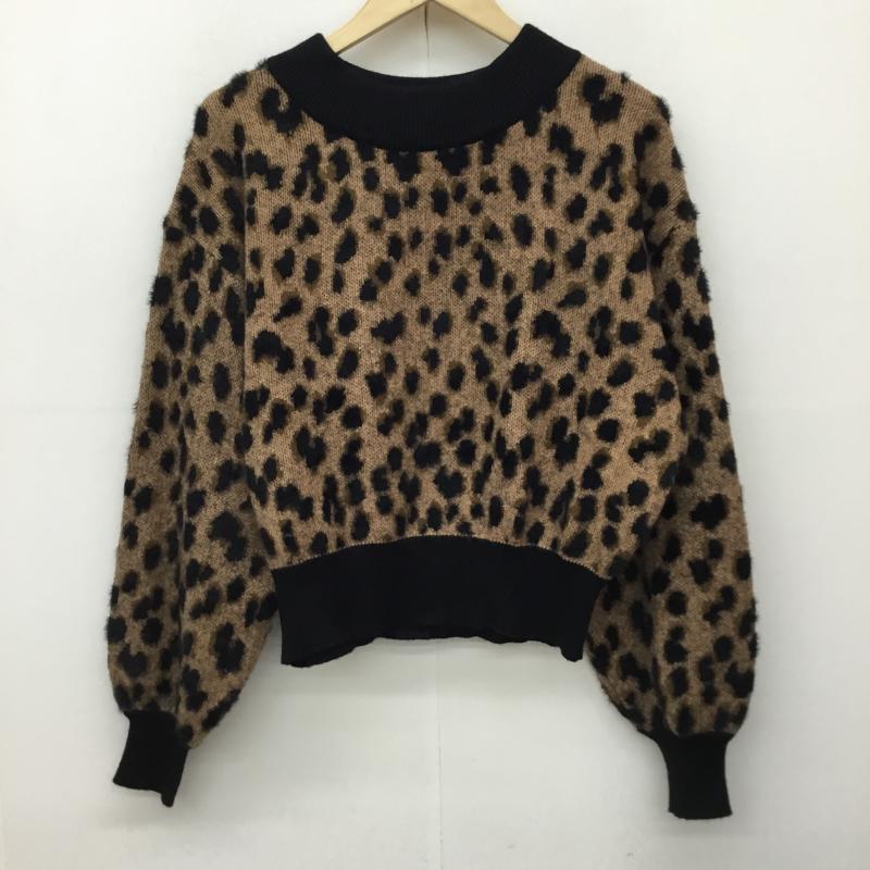 アズールバイマウジー AZUL BY MOUSSY ニット、セーター 長袖 M ヒョウ柄・レオパード柄 黒 / ブラック / X 茶 / ブラウン /  レディース USED 古着 中古 10139617